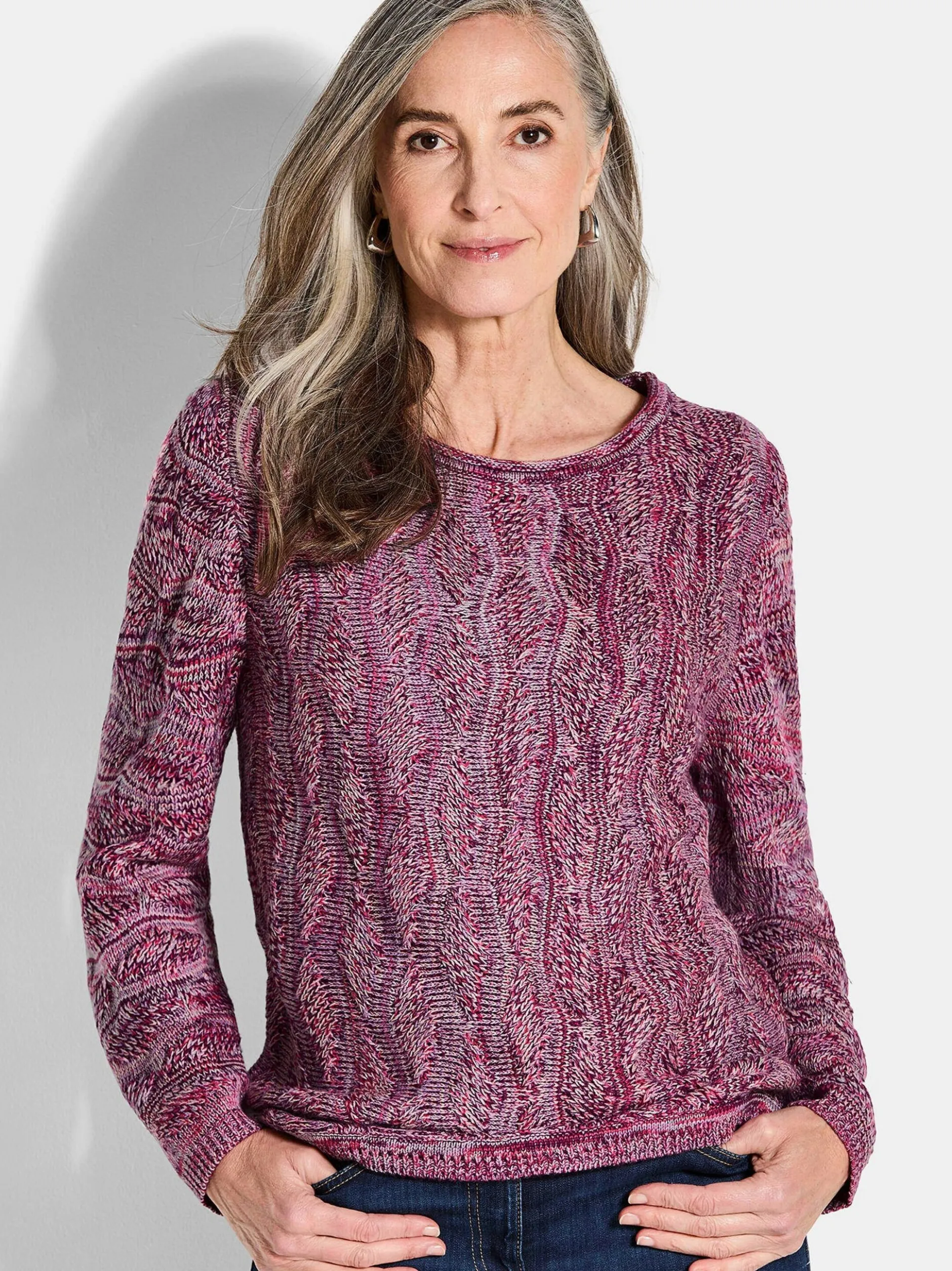 Goldner Damen Pullover in himbeer - Ausschnitt: U-Boot