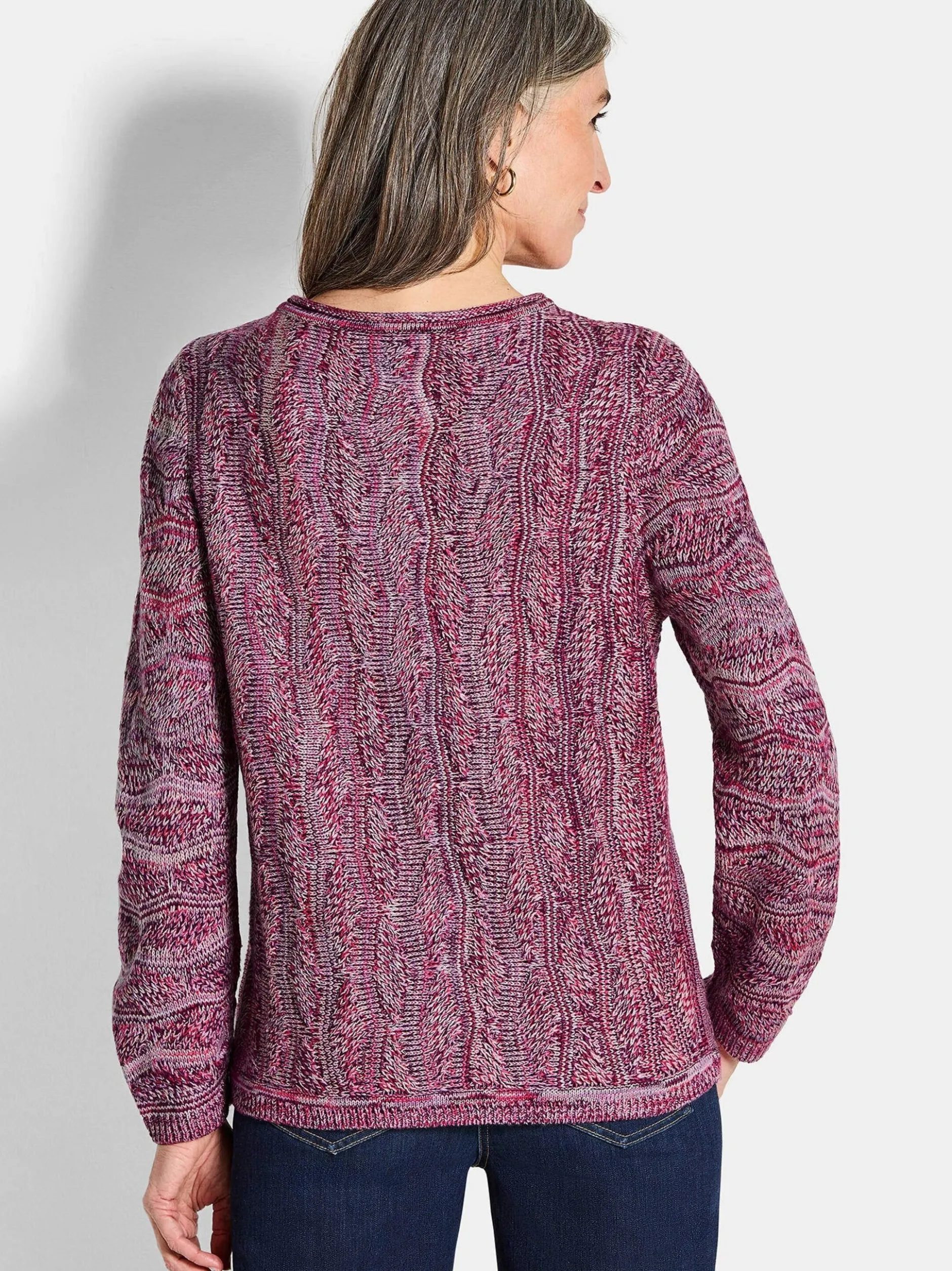 Goldner Damen Pullover in himbeer - Ausschnitt: U-Boot