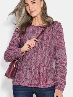 Goldner Damen Pullover in himbeer - Ausschnitt: U-Boot