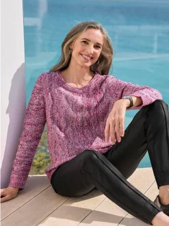 Goldner Damen Pullover in himbeer - Ausschnitt: U-Boot
