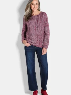 Goldner Damen Pullover in himbeer - Ausschnitt: U-Boot