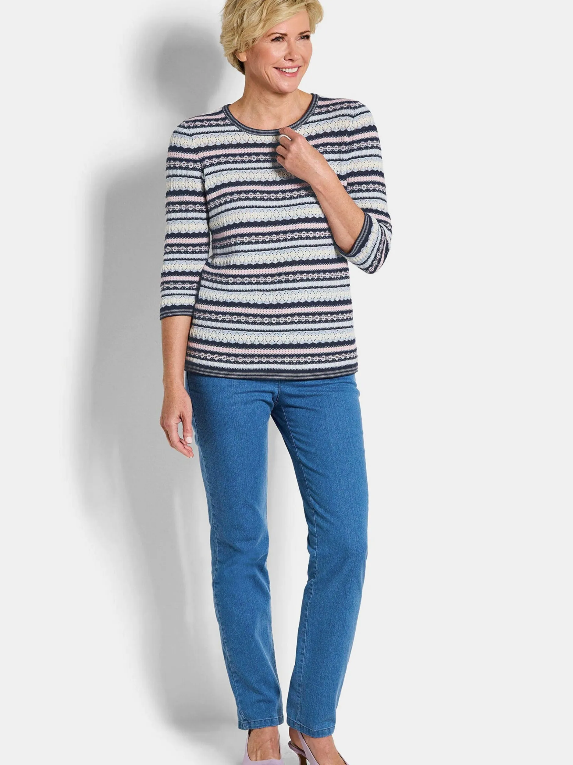 Goldner Damen Pullover in marine - Ausschnitt: Rundhals