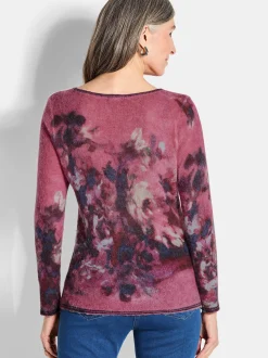 Goldner Damen Pullover in pink - Ausschnitt: U-Boot