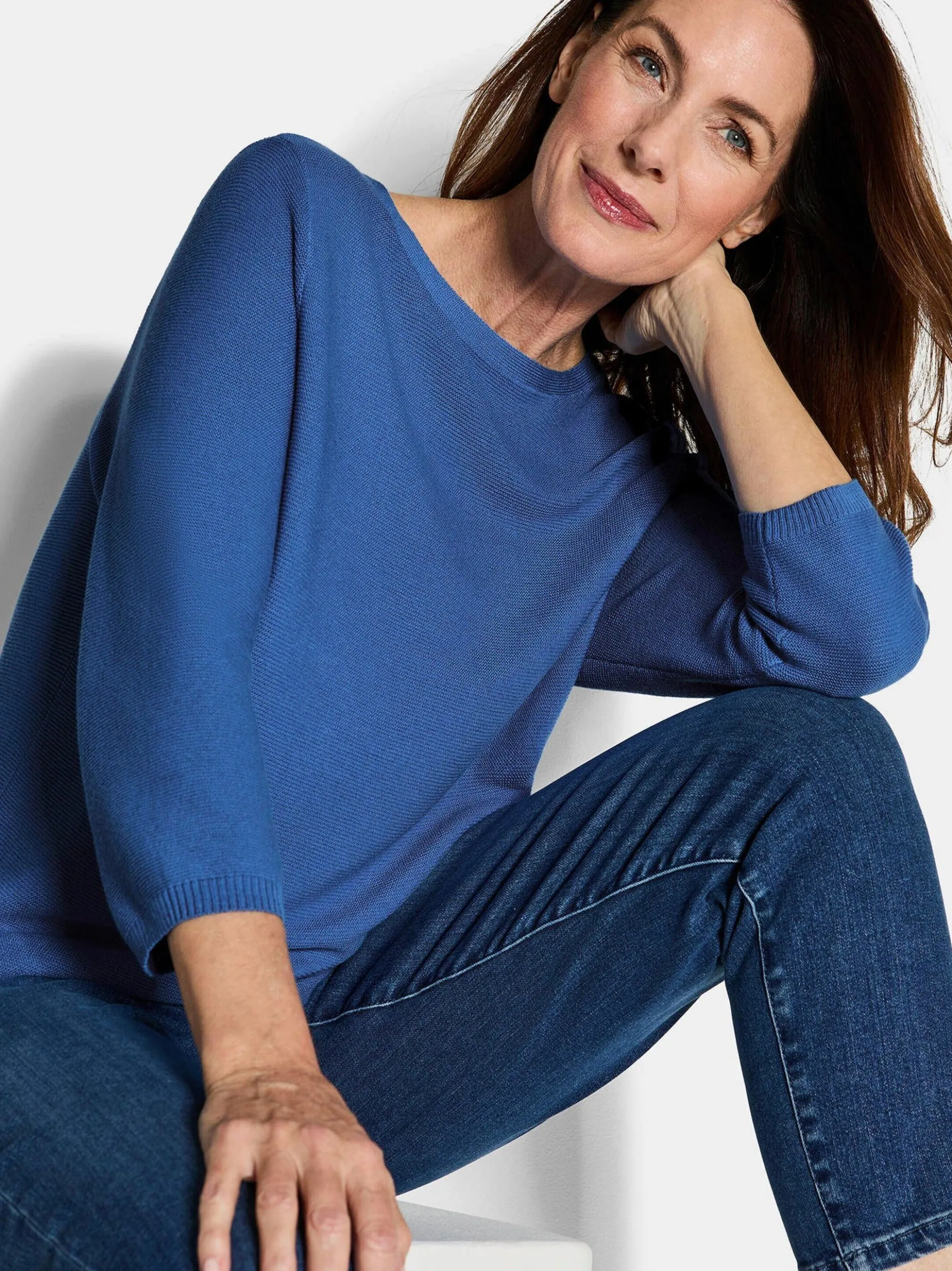 Goldner Damen Pullover in royal - Ausschnitt: U-Boot