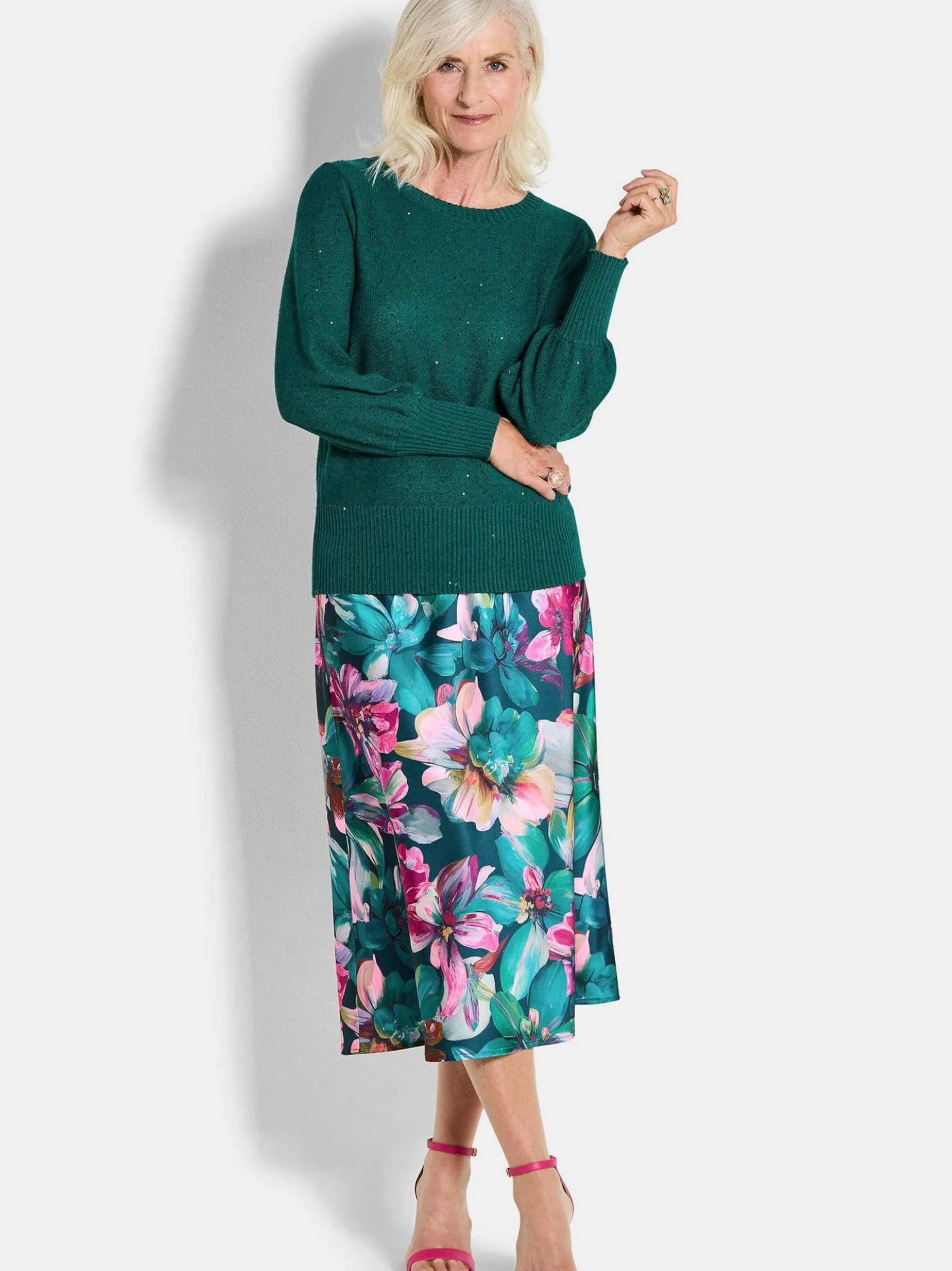 Goldner Damen Pullover in smaragd - Ausschnitt: U-Boot