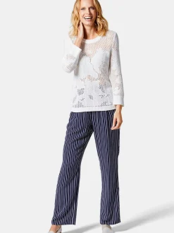 Goldner Damen Pullover in weiß - Ausschnitt: Rundhals