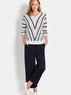 Goldner Damen Pullover in weiß - Ärmel: 3/4 Arm