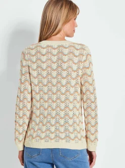 Goldner Damen Pullover in weiß - Ärmel: langarm