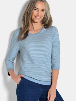 Goldner Damen Pullover - Kurzgröße in blau