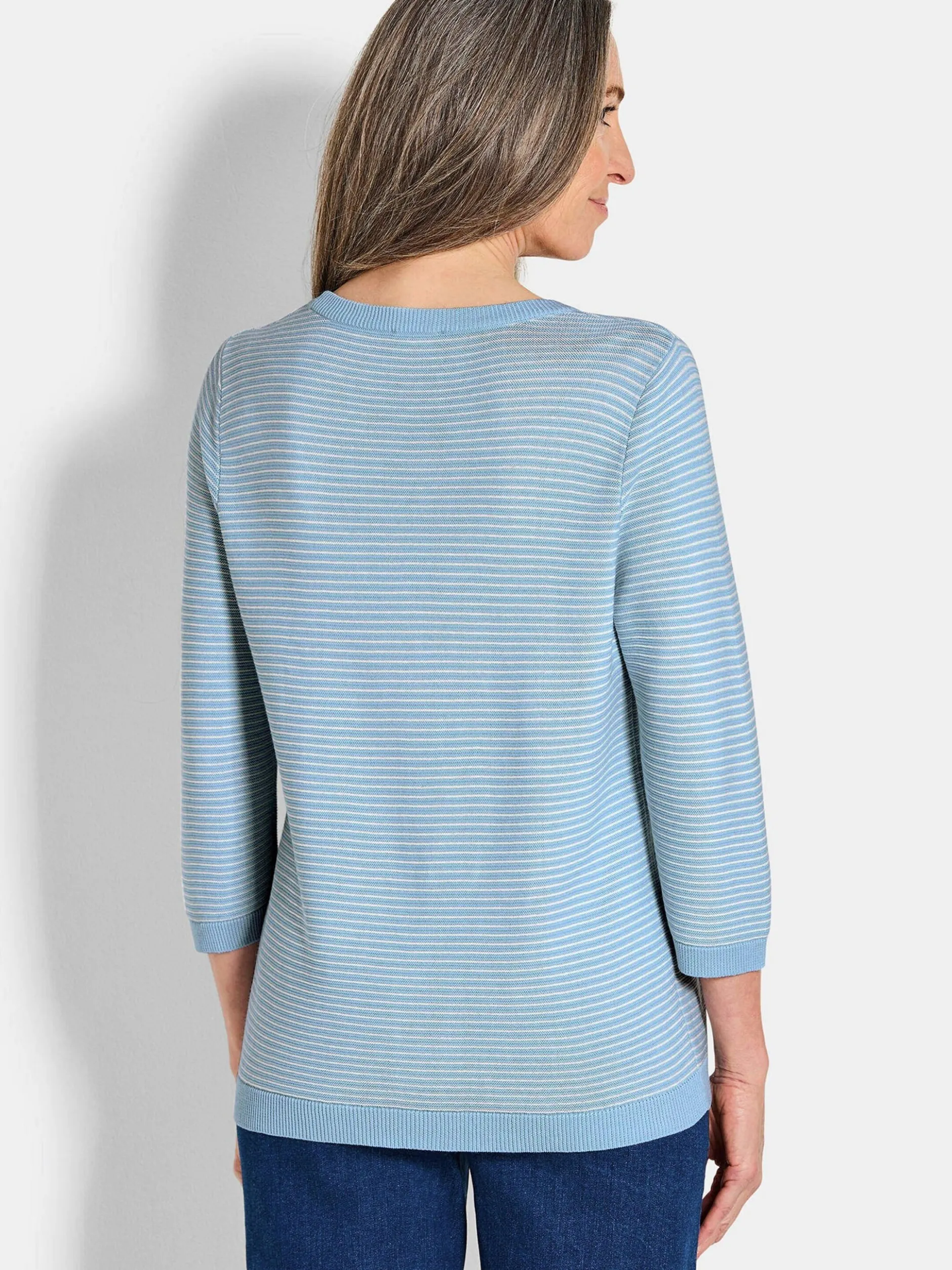 Goldner Damen Pullover - Kurzgröße in blau