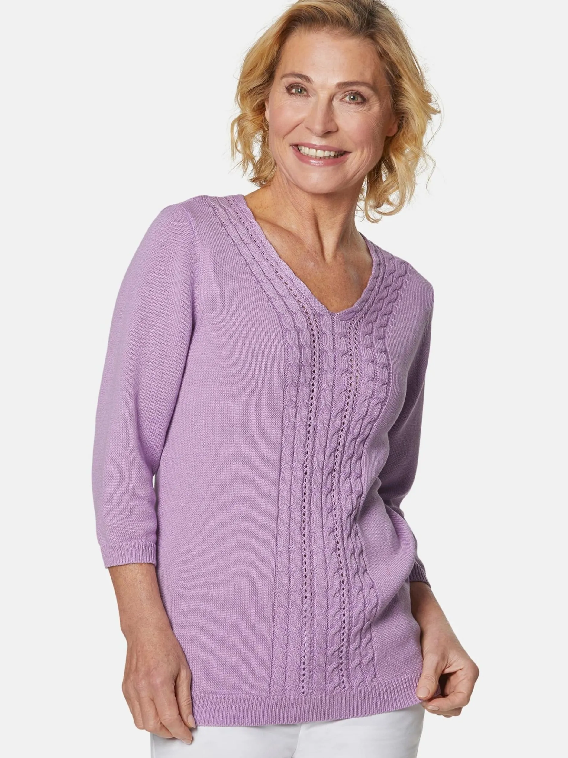Goldner Damen Pullover - Kurzgröße in flieder