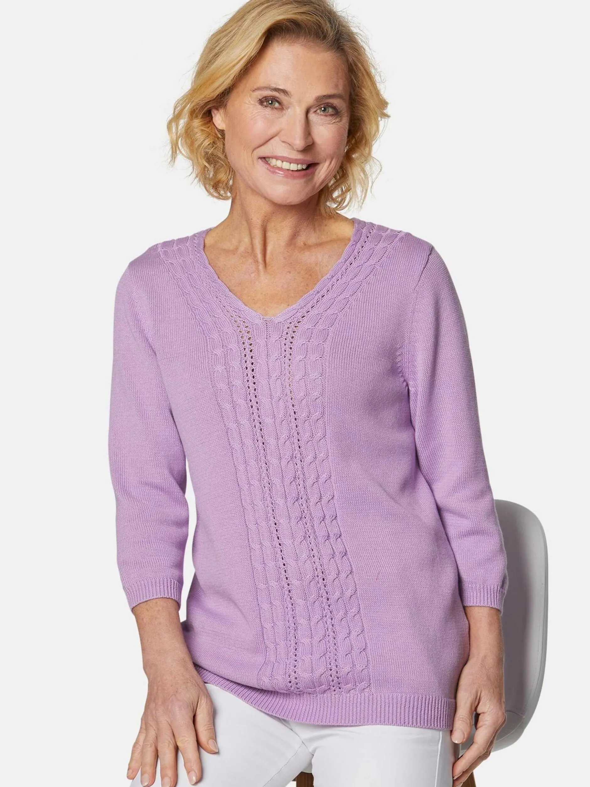 Goldner Damen Pullover - Kurzgröße in flieder