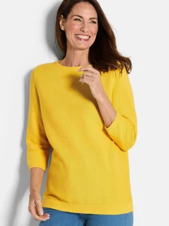 Goldner Damen Pullover - Kurzgröße in gelb