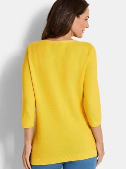 Goldner Damen Pullover - Kurzgröße in gelb