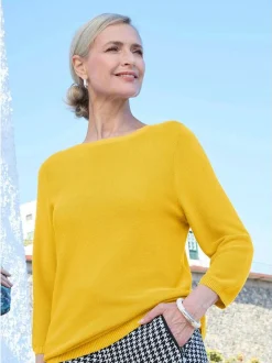Goldner Damen Pullover - Kurzgröße in gelb