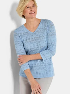 Goldner Damen Pullover - Kurzgröße in hellblau