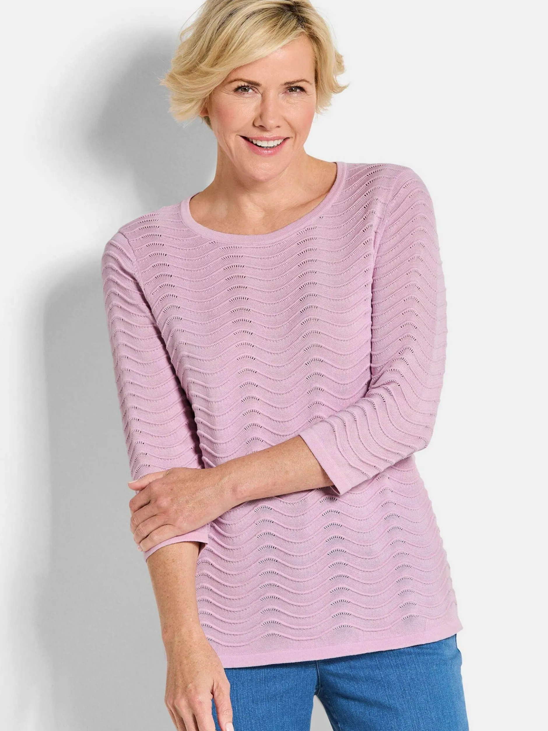 Goldner Damen Pullover - Kurzgröße in rosa