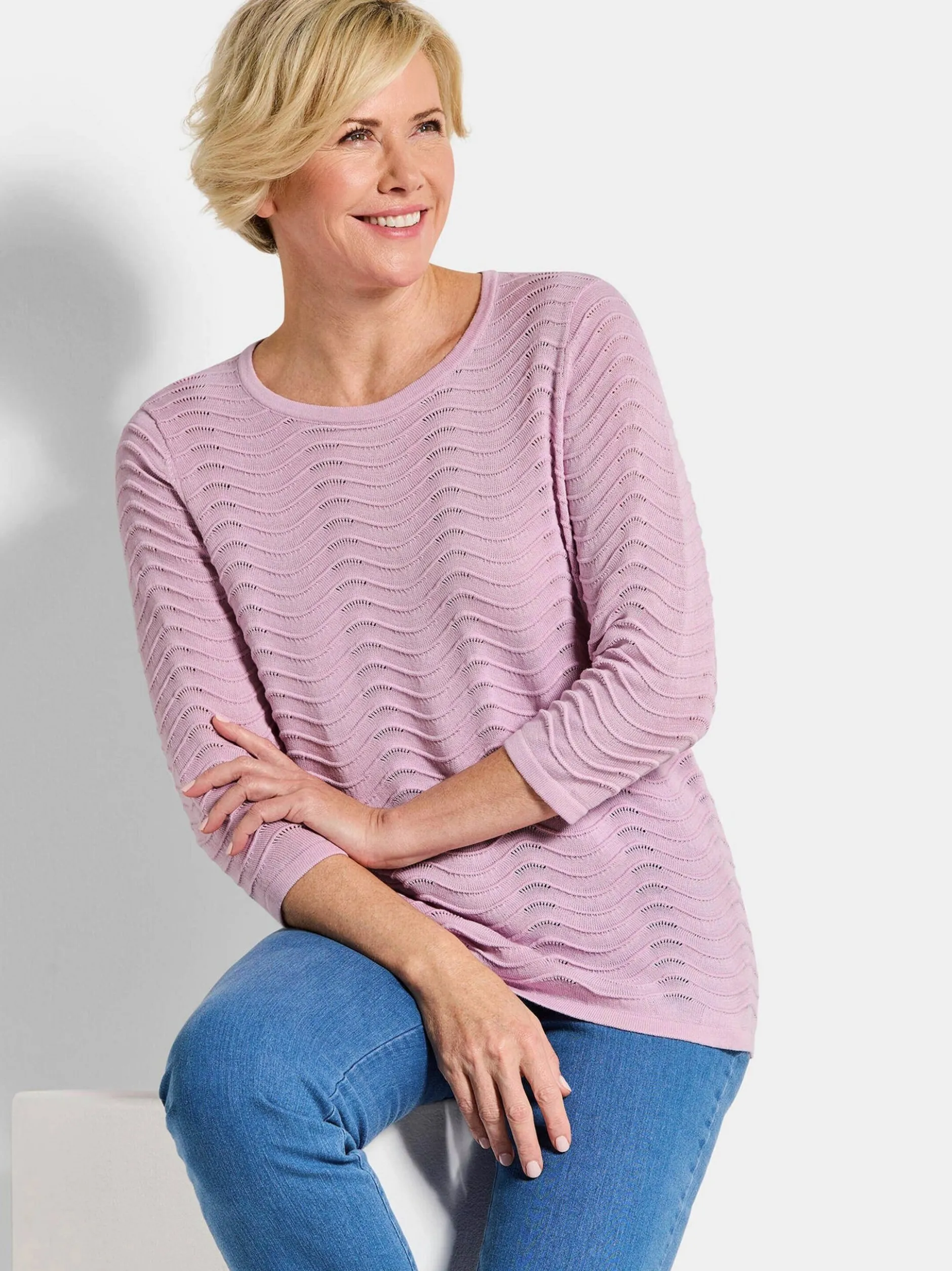 Goldner Damen Pullover - Kurzgröße in rosa