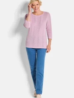 Goldner Damen Pullover - Kurzgröße in rosa