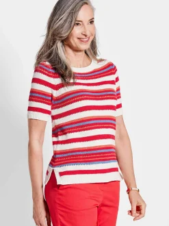 Goldner Damen Pullover - Kurzgröße in rot