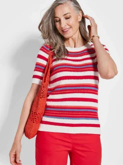 Goldner Damen Pullover - Kurzgröße in rot