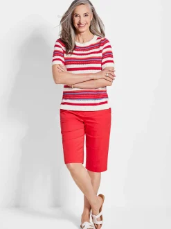 Goldner Damen Pullover - Kurzgröße in rot