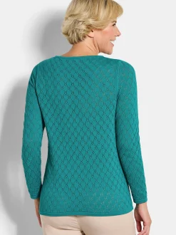 Goldner Damen Pullover - Kurzgröße in smaragd