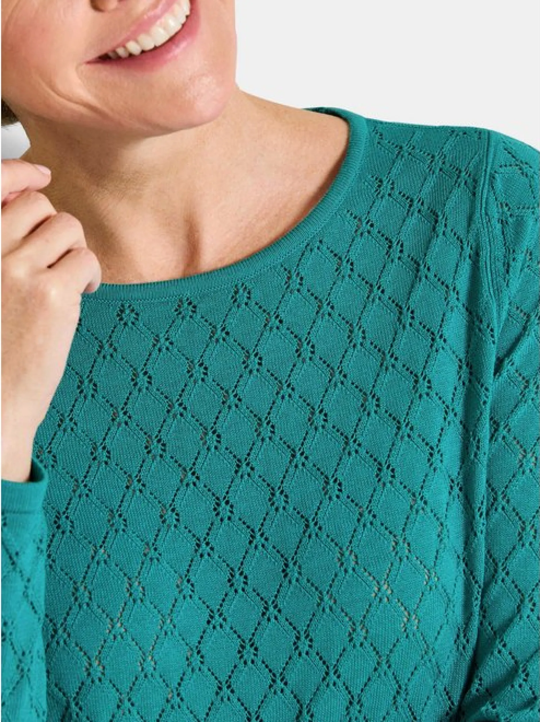 Goldner Damen Pullover - Kurzgröße in smaragd