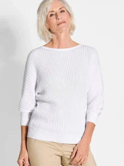 Goldner Damen Pullover - Kurzgröße in weiß