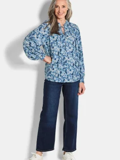 Goldner Damen Schlupfblusen in blau mehrfarbig