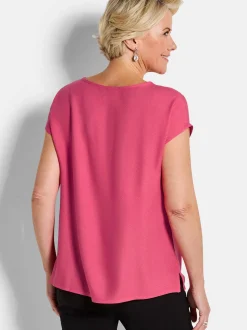 Goldner Damen Schlupfblusen - Kurzgröße in rosa
