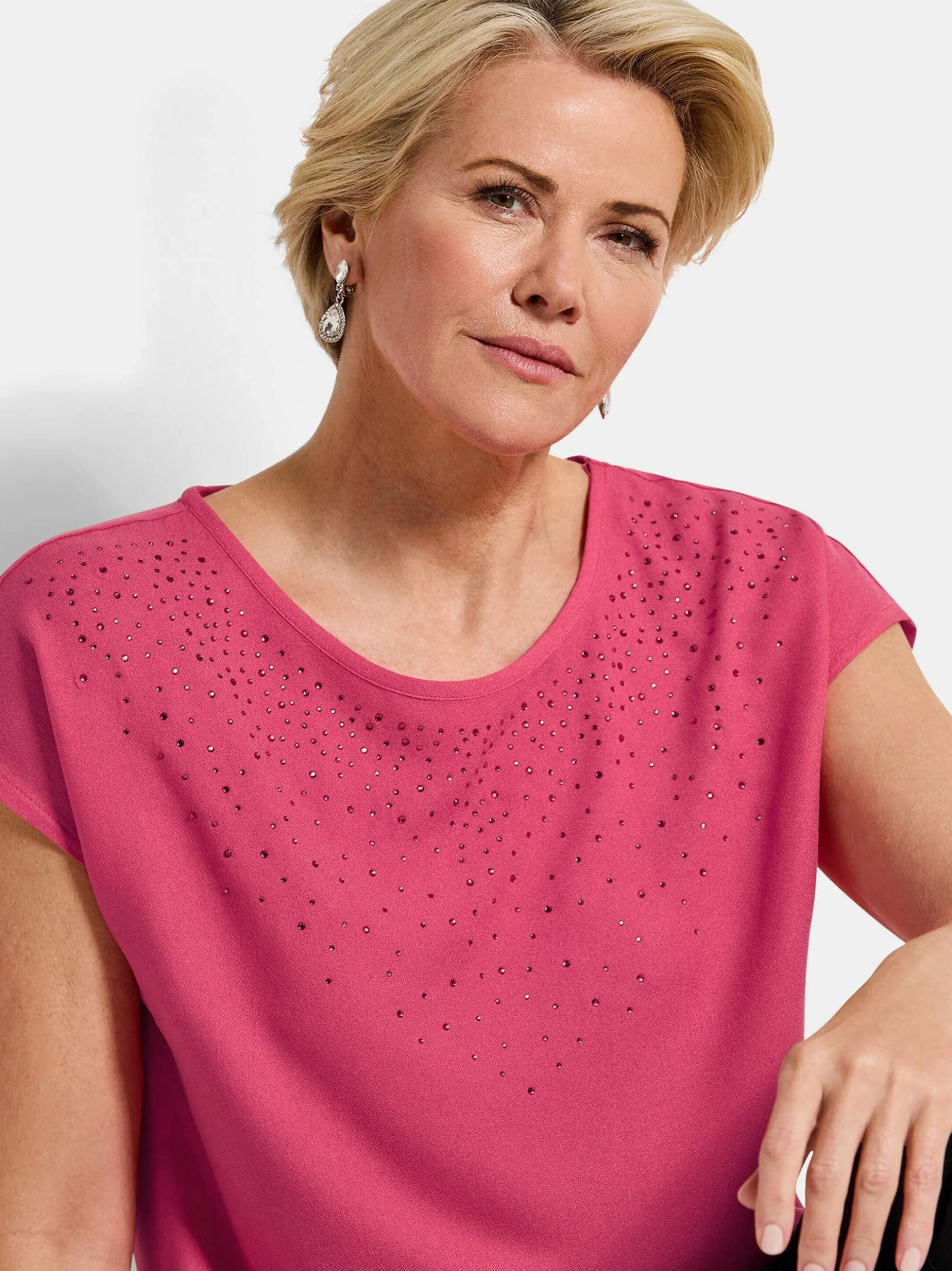 Goldner Damen Schlupfblusen - Kurzgröße in rosa