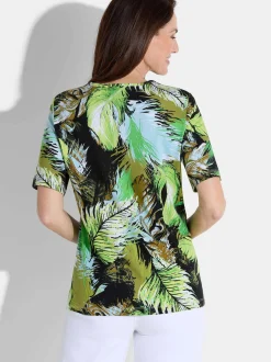 Goldner Damen Shirt in grün mehrfarbig - Ärmel: Halbarm