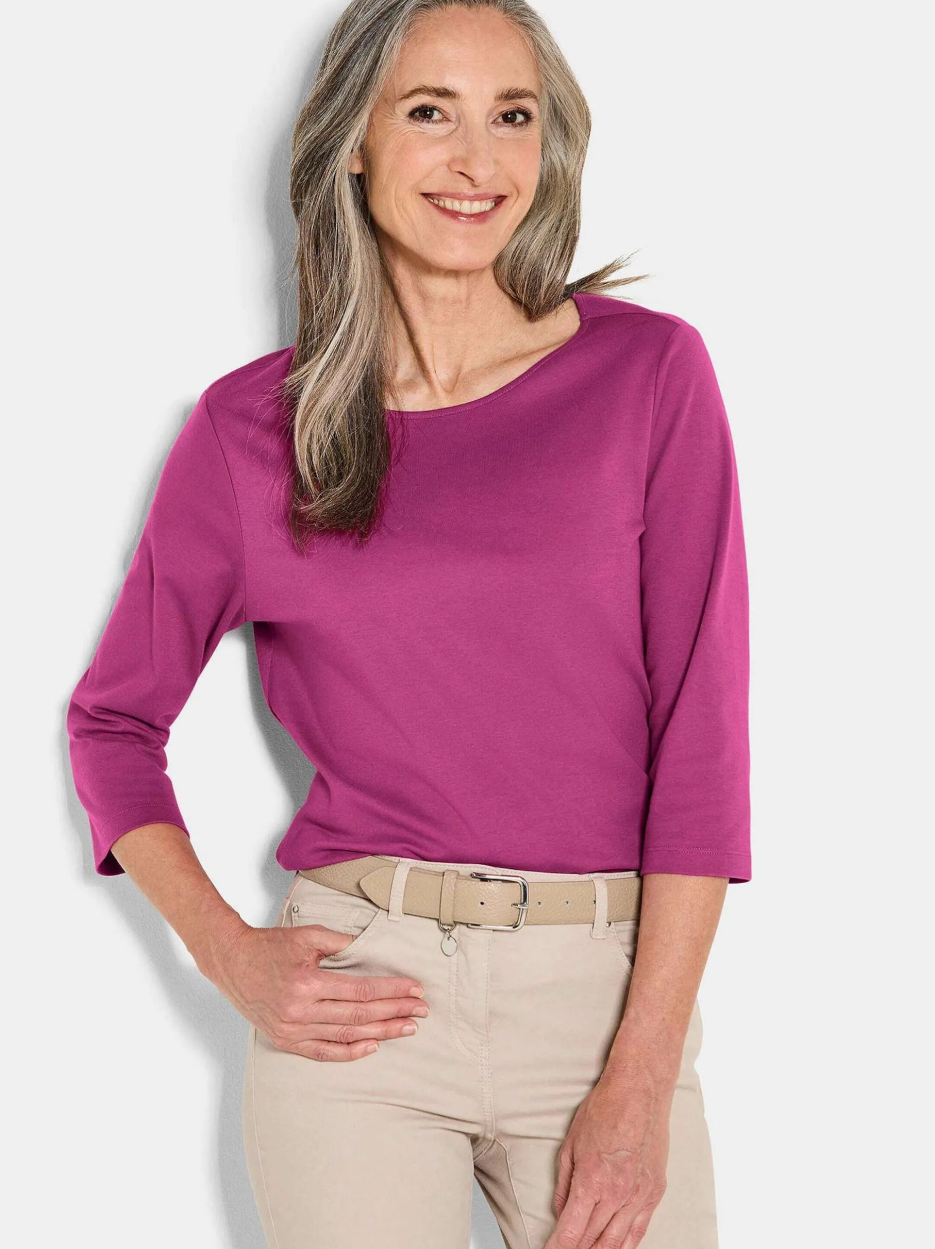Goldner Damen Shirts in aubergine - Ausschnitt: U-Boot