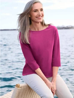 Goldner Damen Shirts in aubergine - Ausschnitt: U-Boot