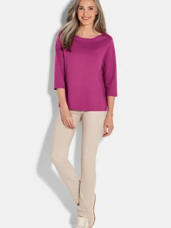 Goldner Damen Shirts in aubergine - Ausschnitt: U-Boot
