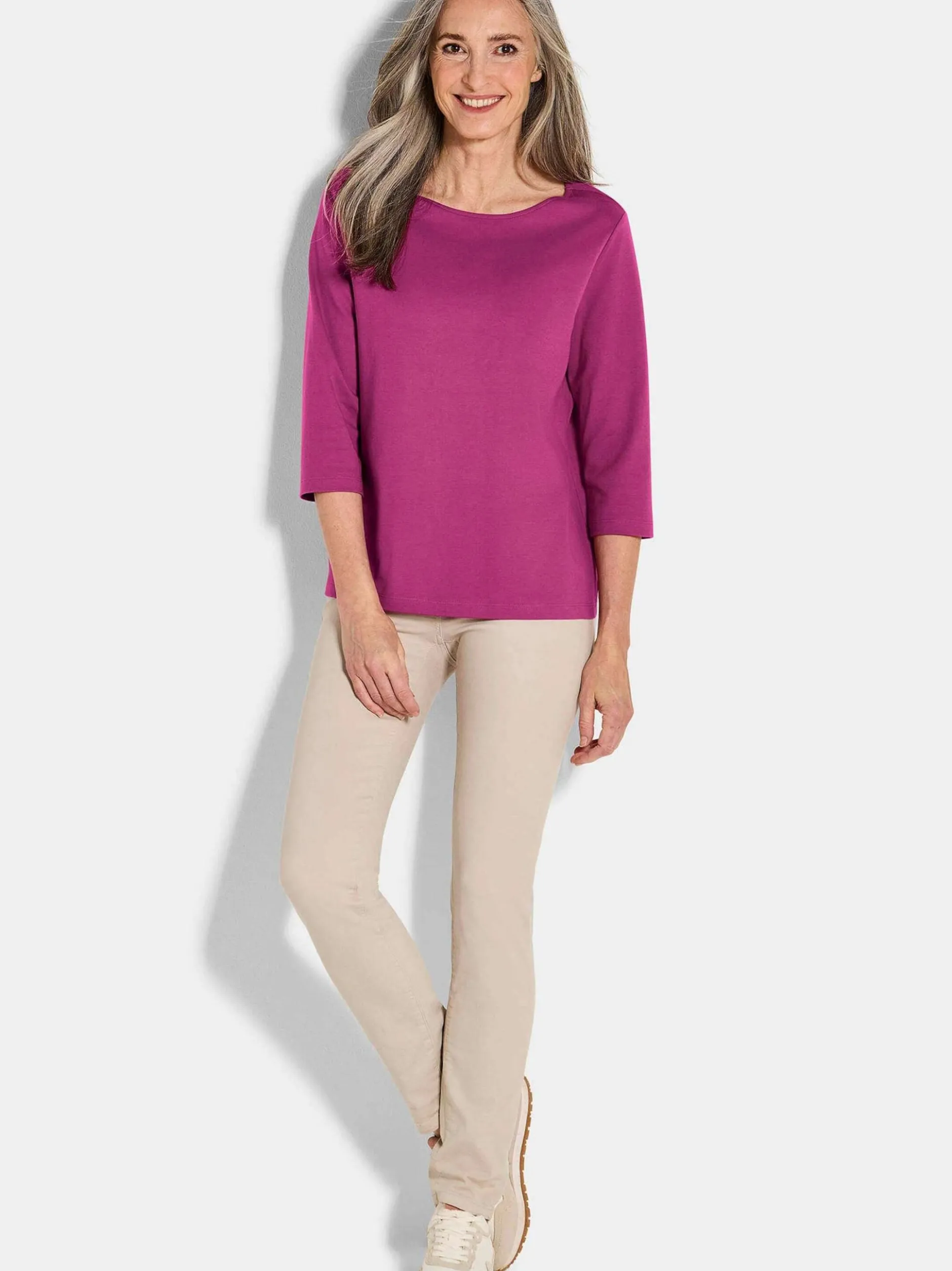 Goldner Damen Shirts in aubergine - Ausschnitt: U-Boot