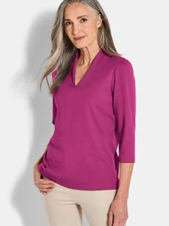 Goldner Damen Shirts in aubergine - Ärmel: 3/4 Arm