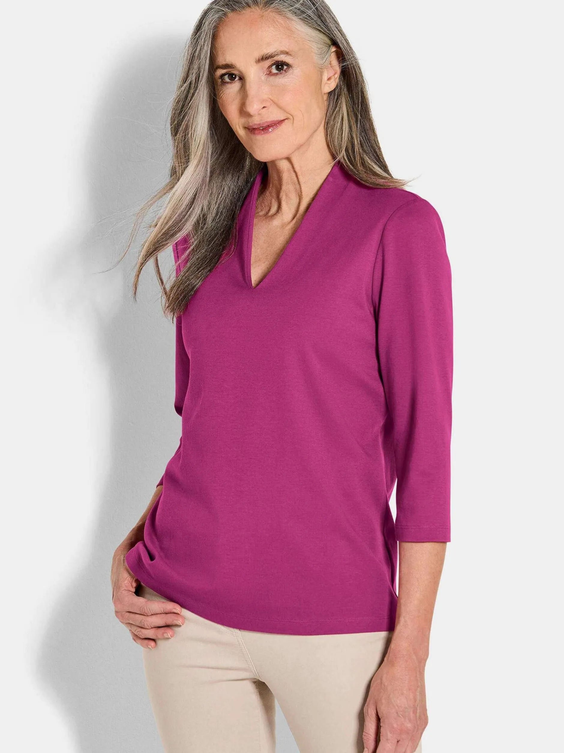 Goldner Damen Shirts in aubergine - Ärmel: 3/4 Arm