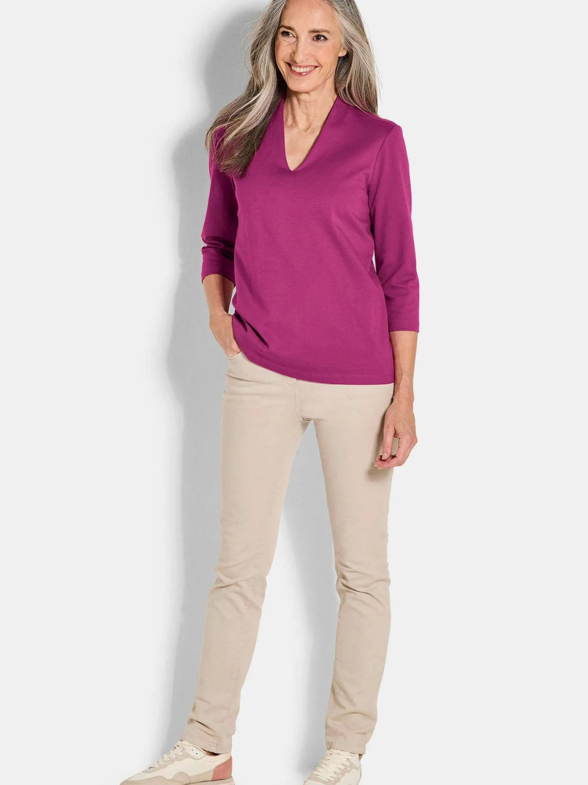 Goldner Damen Shirts in aubergine - Ärmel: 3/4 Arm