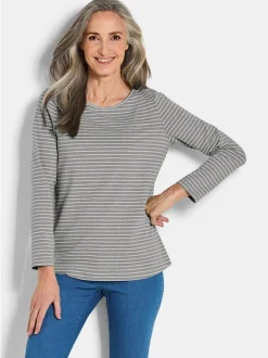 Goldner Damen Shirts in grau - Ausschnitt: U-Boot