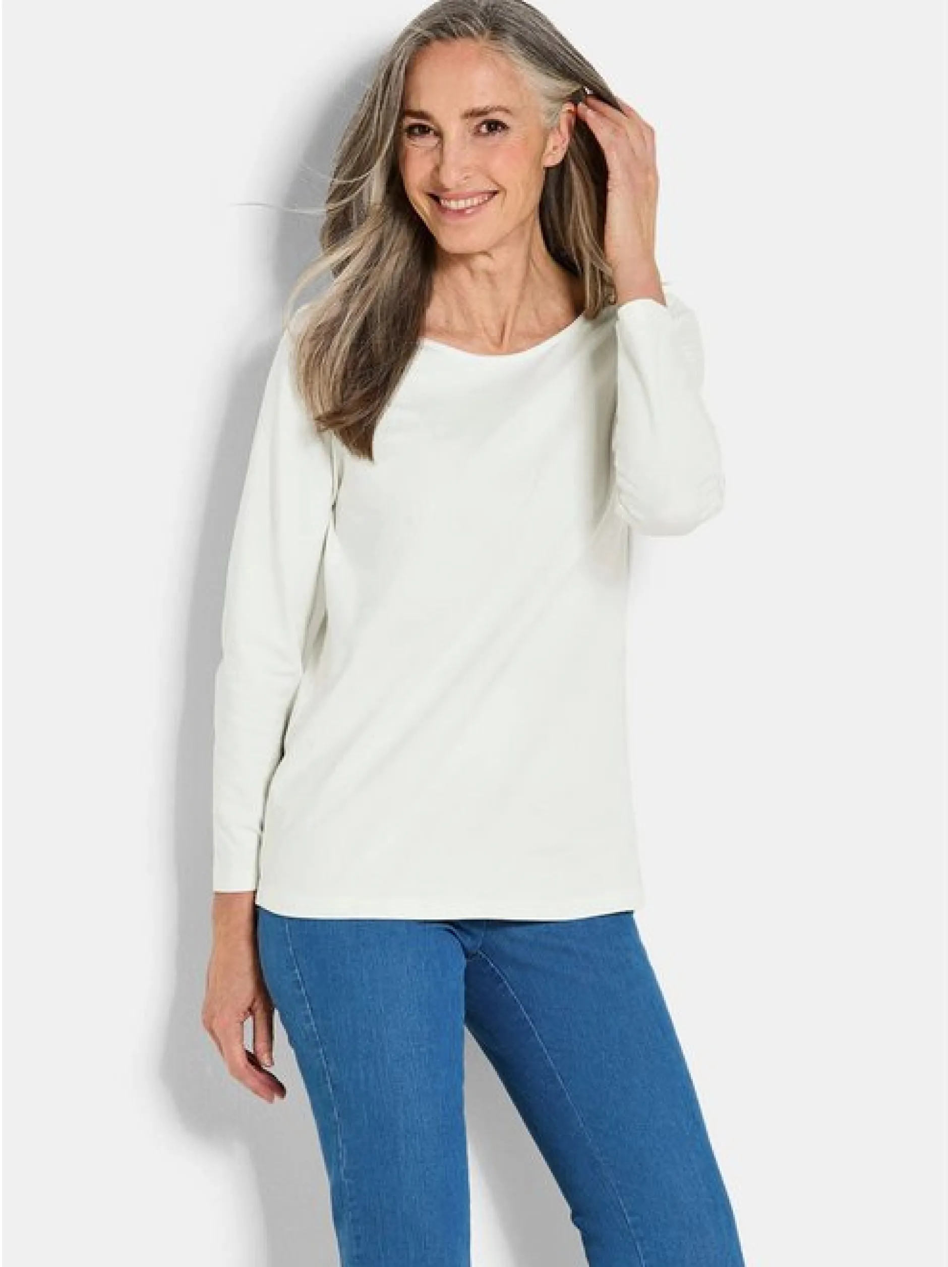 Goldner Damen Shirts in grau - Ausschnitt: U-Boot