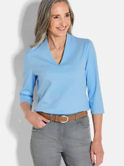 Goldner Damen Shirts in hellblau - Ärmel: 3/4 Arm