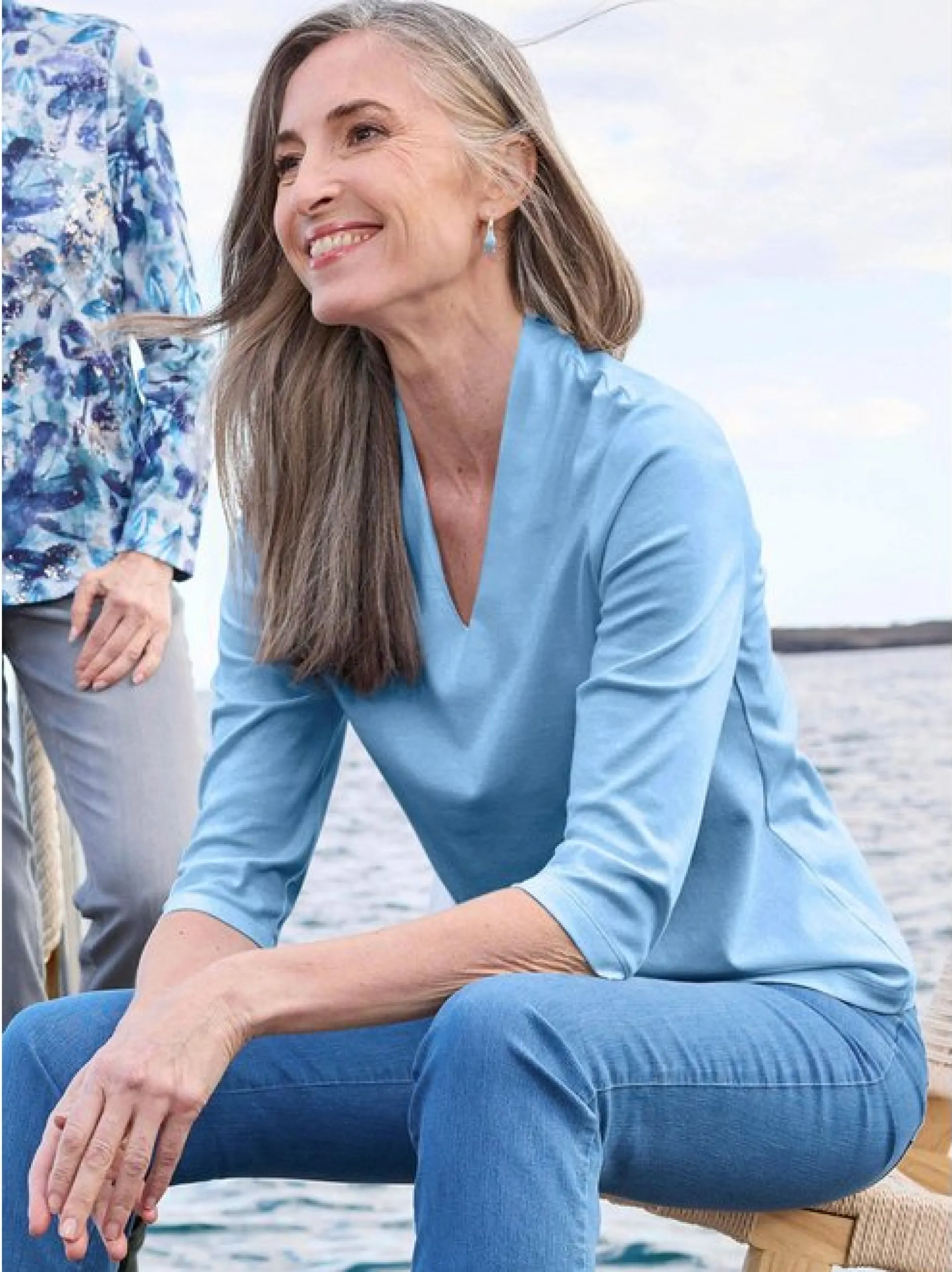 Goldner Damen Shirts in hellblau - Ärmel: 3/4 Arm