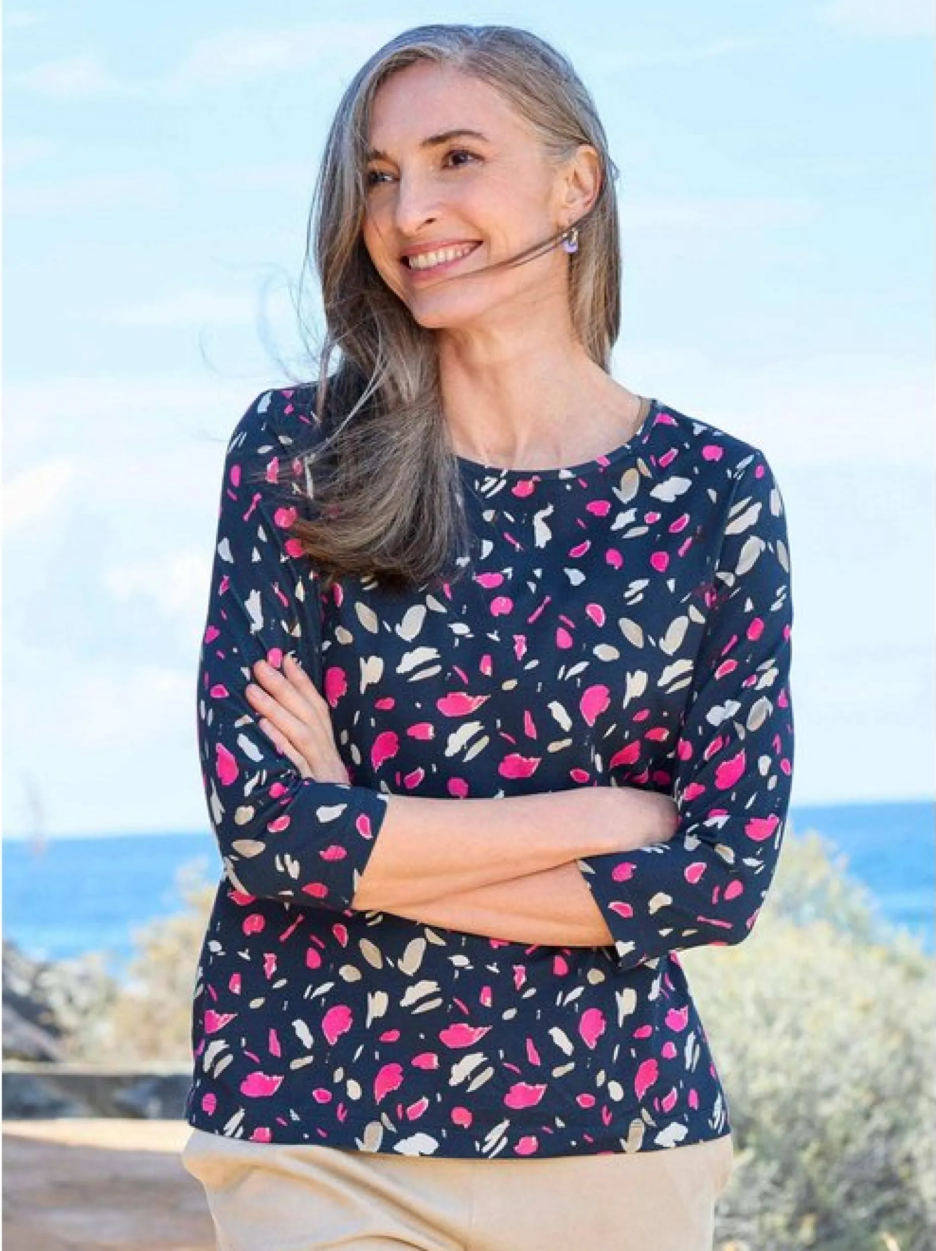 Goldner Damen Shirts in marine - Ausschnitt: U-Boot