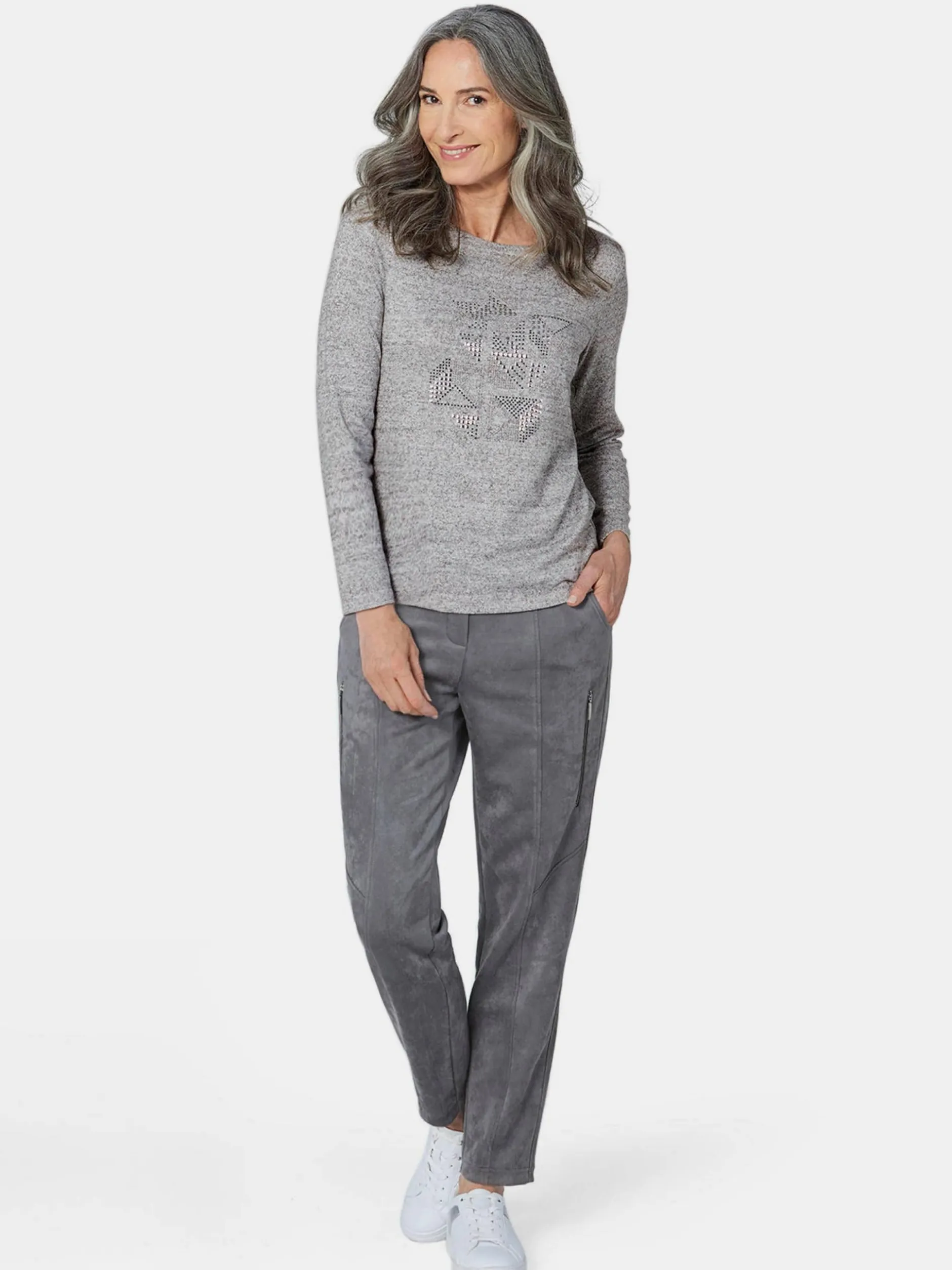 Goldner Damen Shirts in melange - Ausschnitt: U-Boot