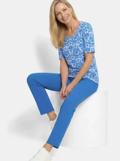 Goldner Damen Shirts - Kurzgröße in blau