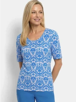 Goldner Damen Shirts - Kurzgröße in blau
