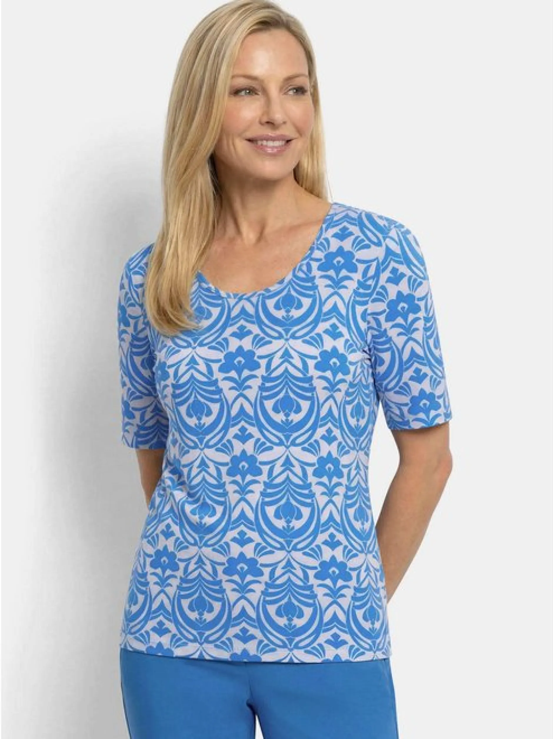 Goldner Damen Shirts - Kurzgröße in blau