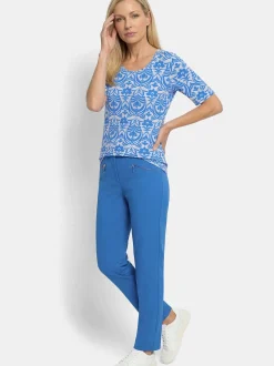 Goldner Damen Shirts - Kurzgröße in blau